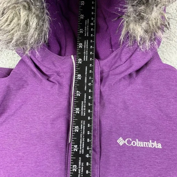 Columbia Nordic Strider Coat Girls Large Purple Omni-Heat Faux Fur Hooded - Picture 14 of 16